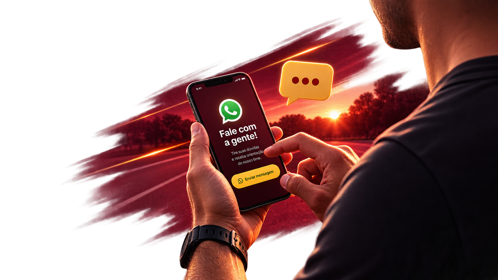 Smartphone representando atendimento da DD pelo WhatsApp